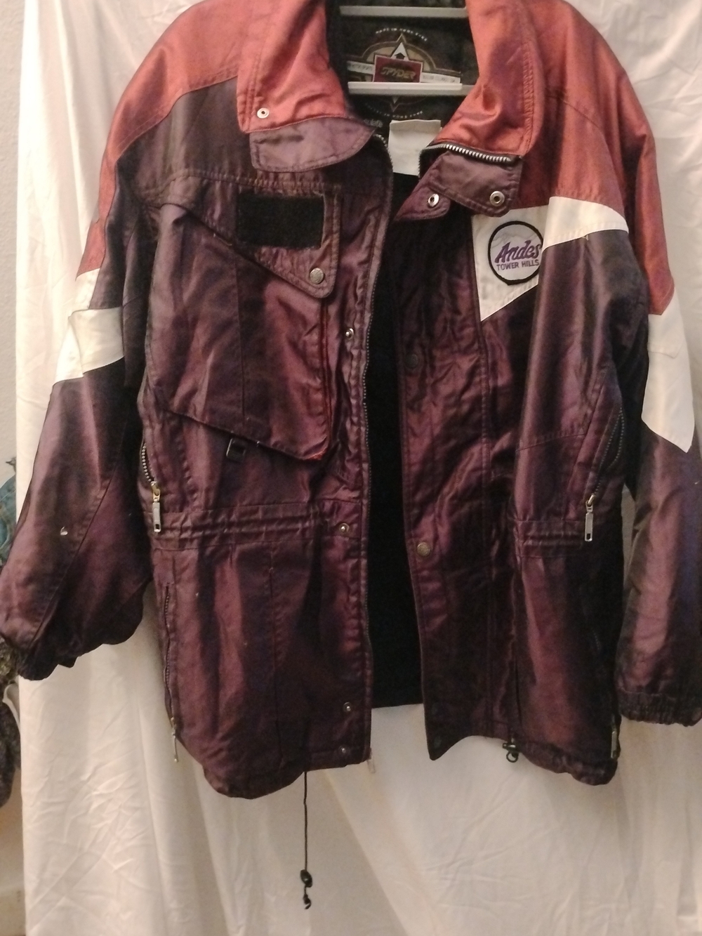 Spyder Men's Large Ski Jacket Burgundy, White
